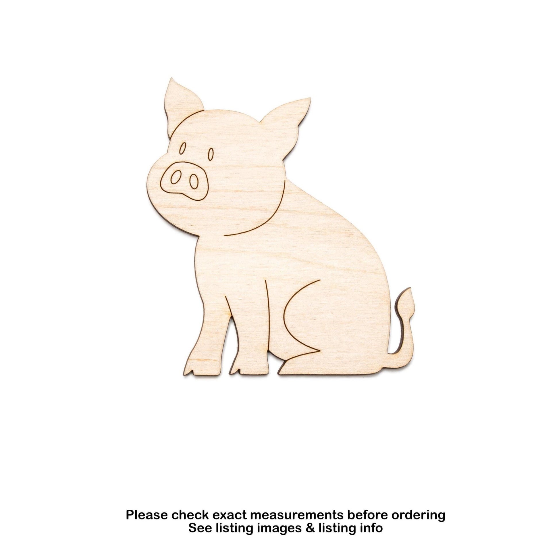 Piglet Sitting Wood Cutout - Laser Cut Unfinished Craft Shape - Multiple Sizes