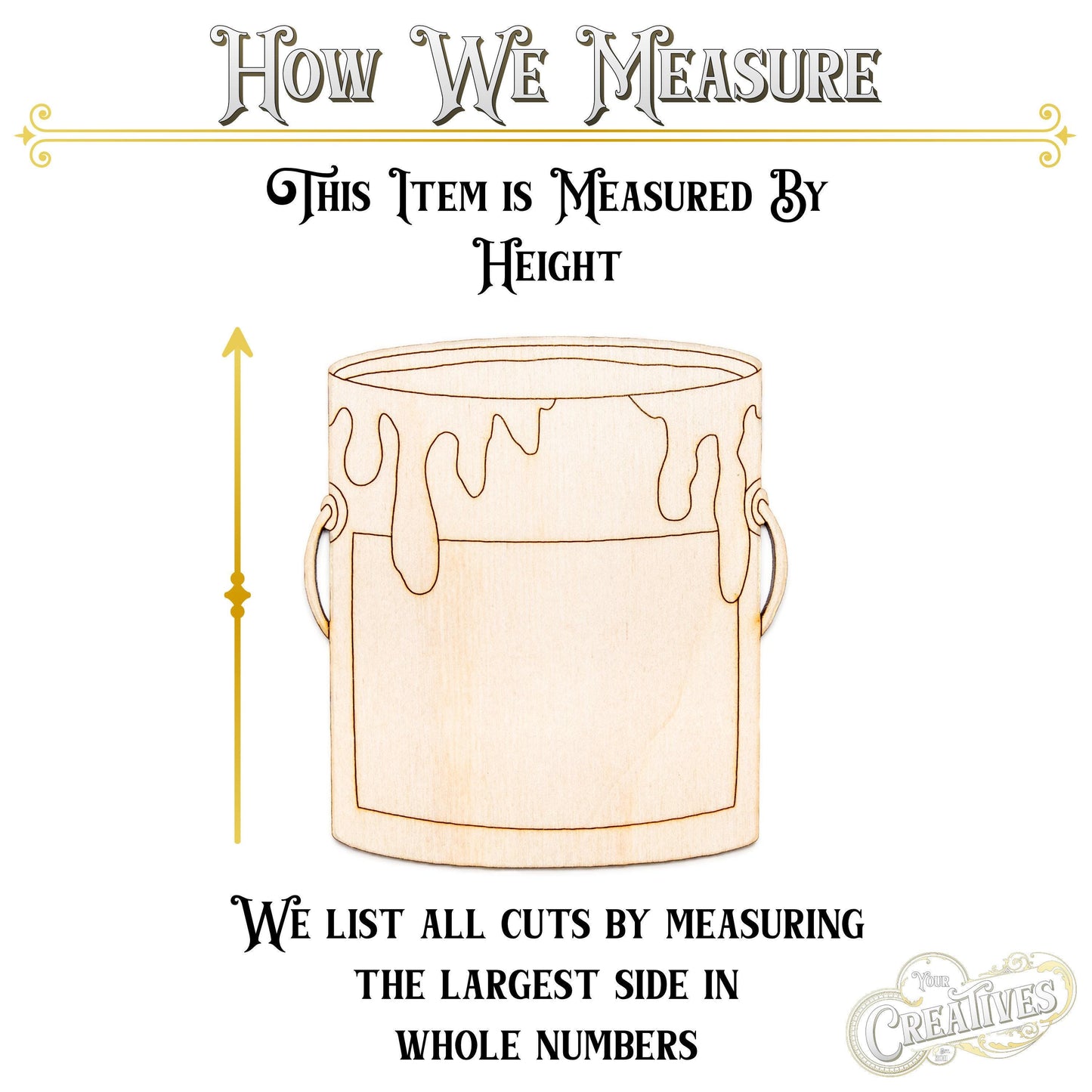 Paint Bucket With Drip Detailed Wood Cutout - Laser Cut Unfinished Craft Shape - Multiple Sizes