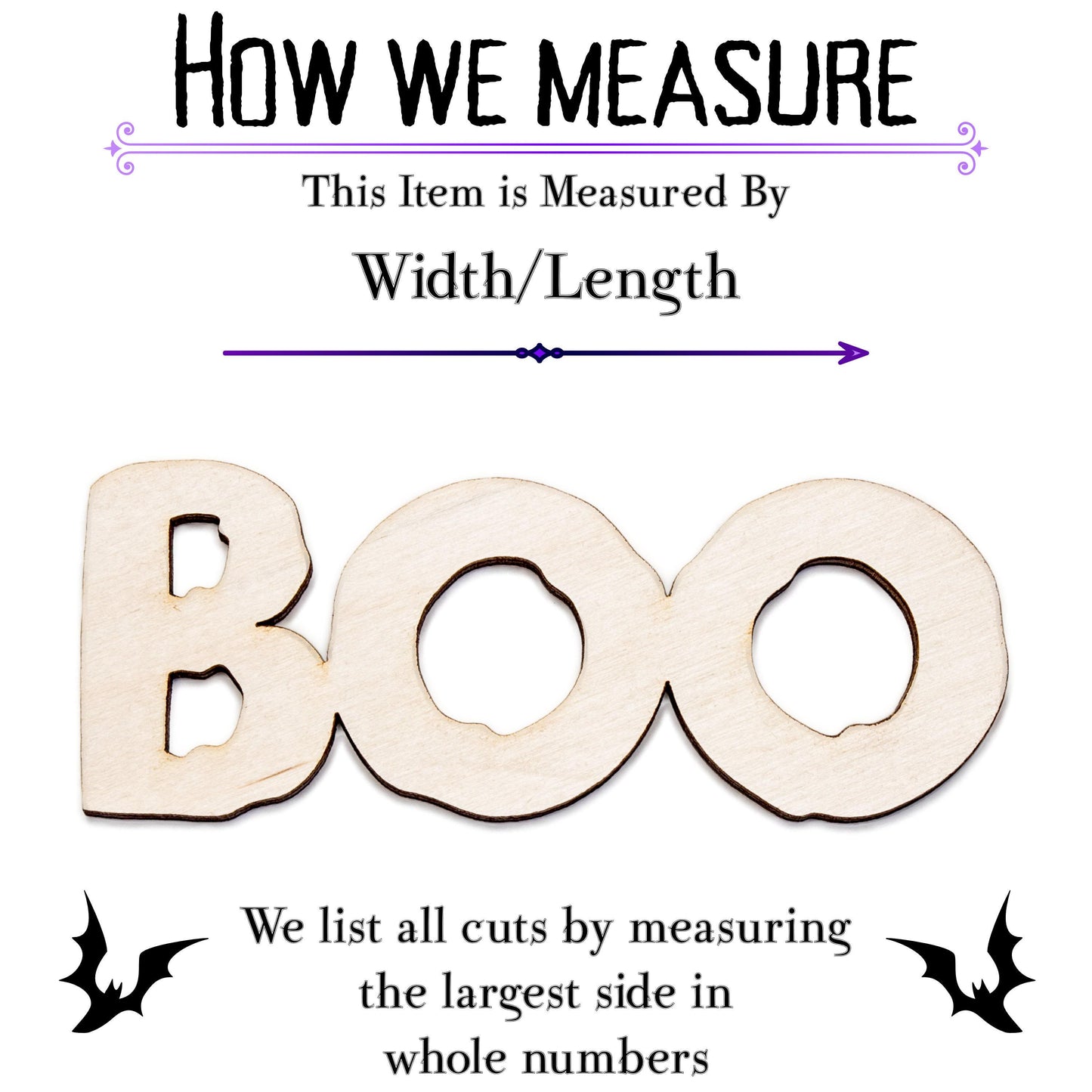 Boo Word Wood Cutout - Laser Cut Unfinished Craft Shape - Multiple Sizes