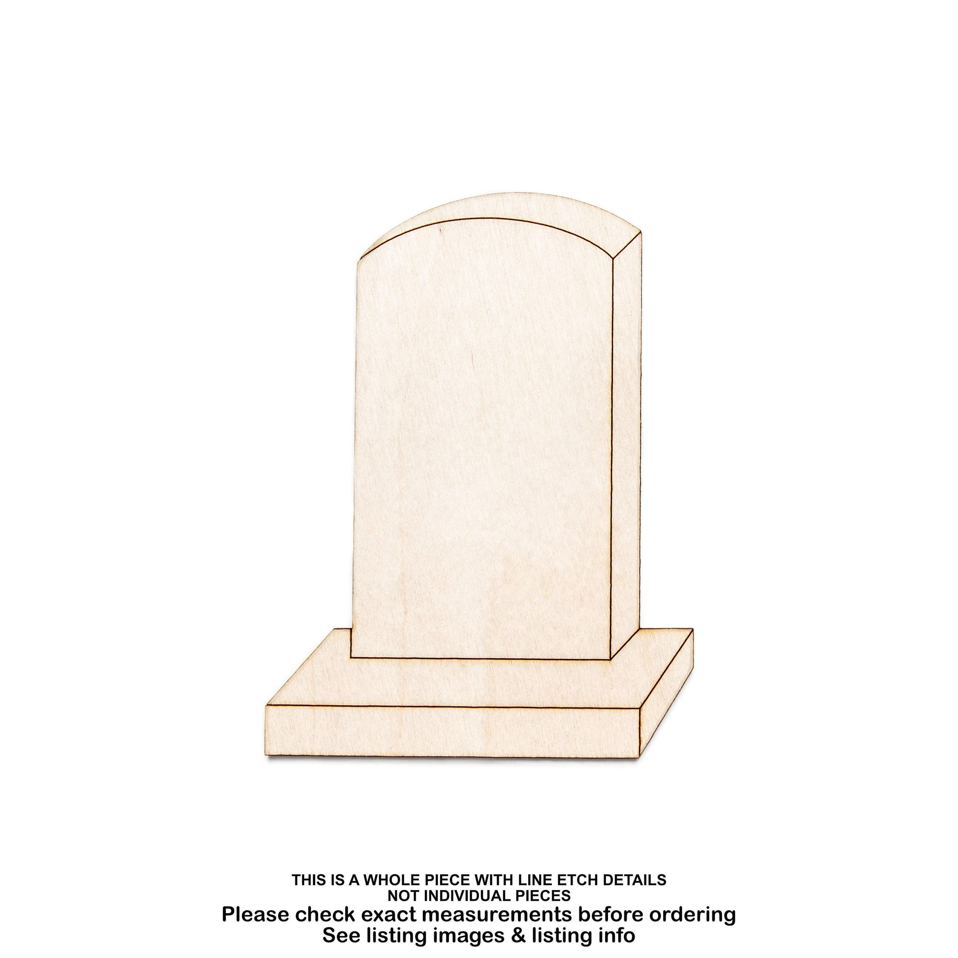 Traditional Tombstone Wood Cutout - Laser Cut Unfinished Craft Shape - Multiple Sizes