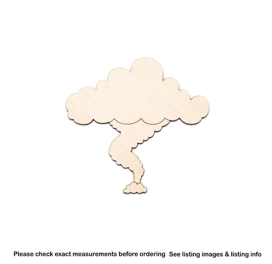 Tornado Cloud Wood Cutout - Laser Cut Unfinished Craft Shape - Multiple Sizes