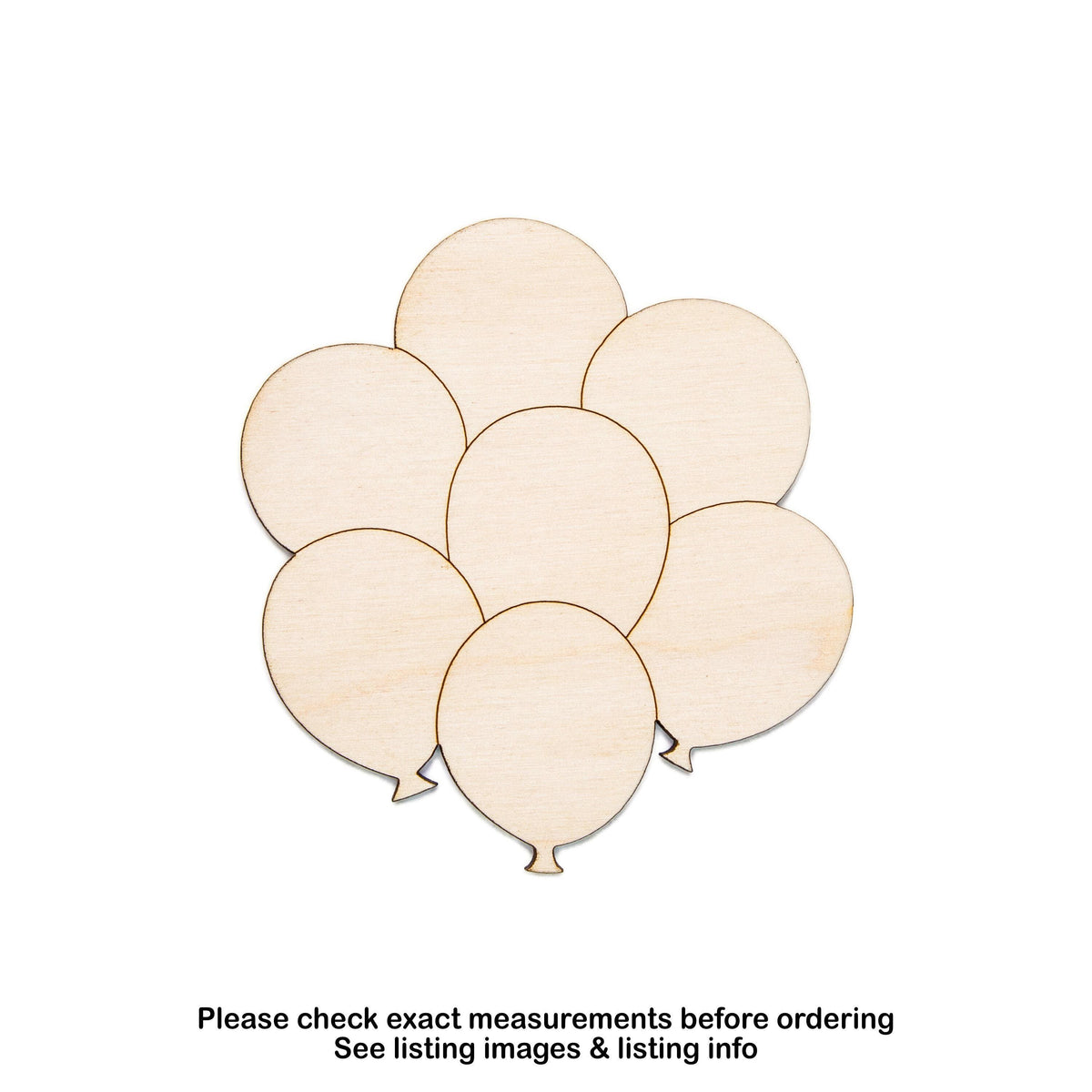 Balloon Bunch Wood Cutout - Laser Cut Unfinished Craft Shape - Multiple Sizes
