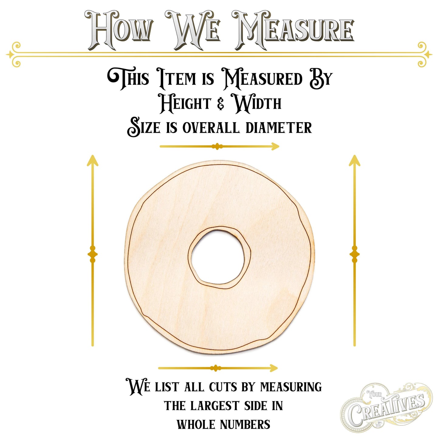 Donut Plain Blank Wood Cutout - Laser Cut Unfinished Craft Shape - Multiple Sizes