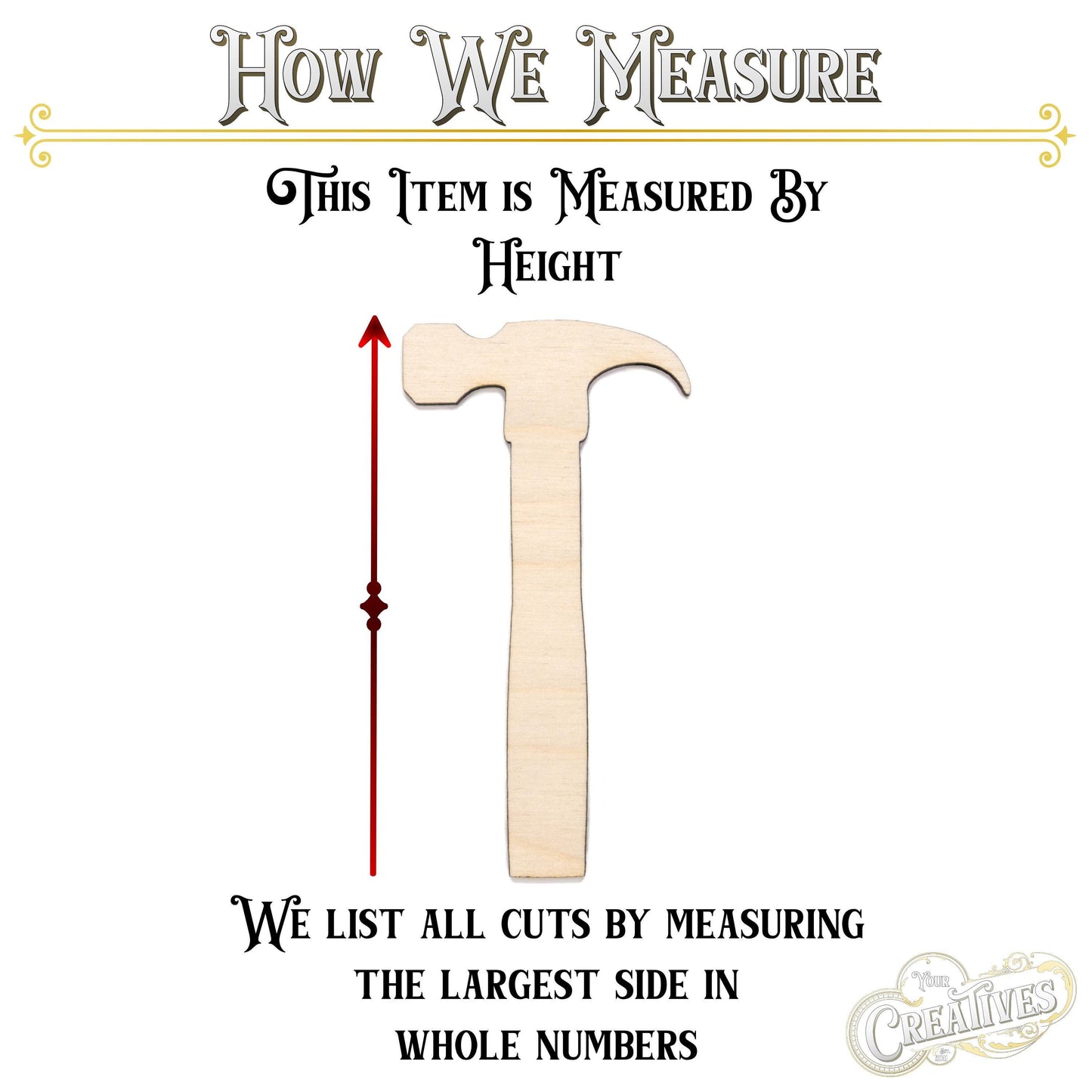 Hammer Blank Wood Cutout - Laser Cut Unfinished Craft Shape - Multiple Sizes