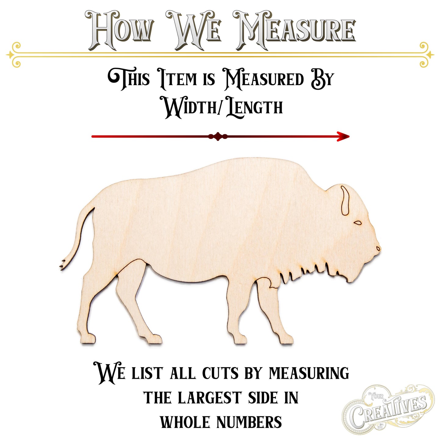 Bison Wood Cutout - Laser Cut Unfinished Craft Shape - Multiple Sizes