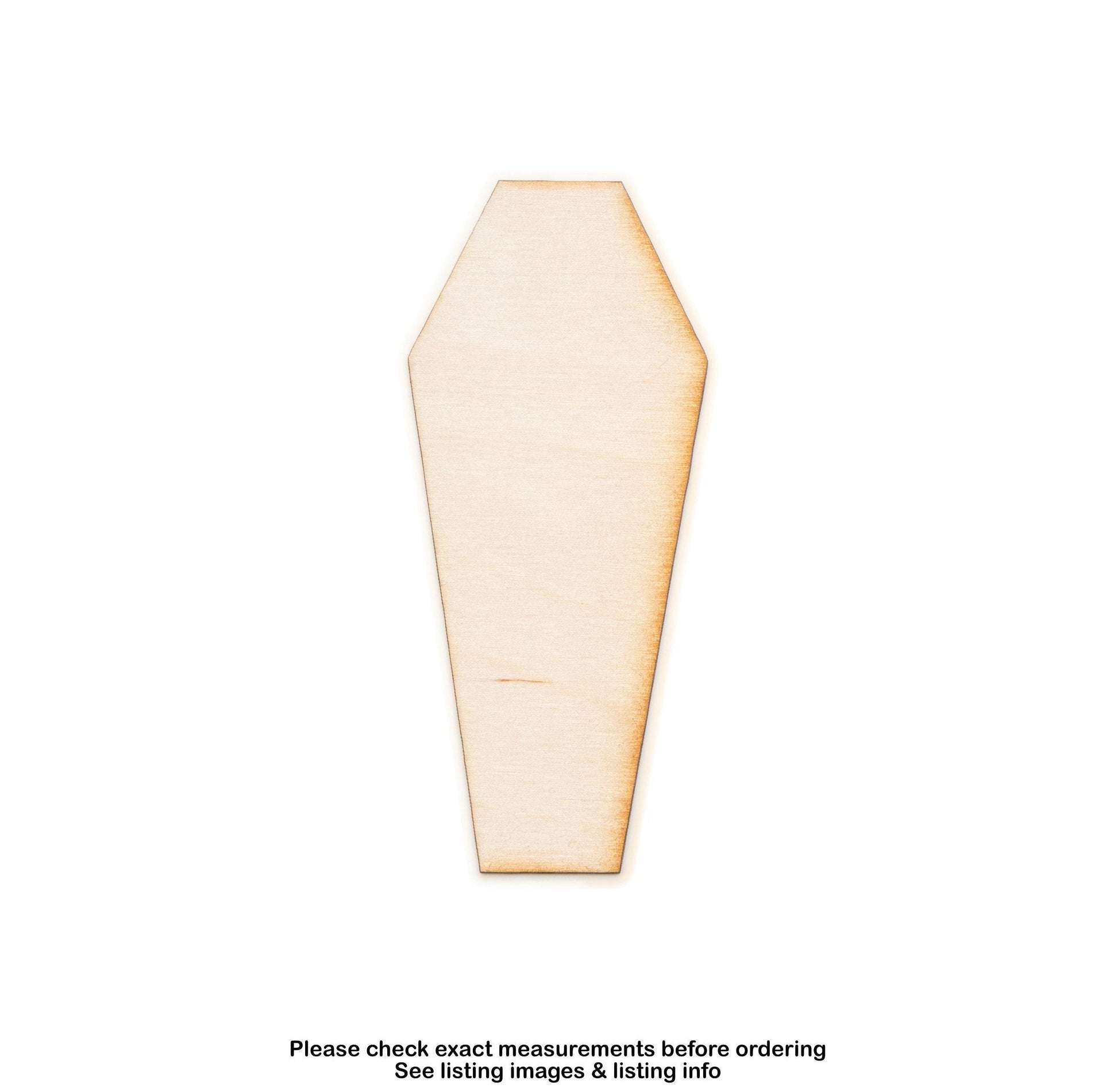 Slim Traditional Coffin Blank Wood Cutout - Laser Cut Unfinished Craft Shape - Multiple Sizes