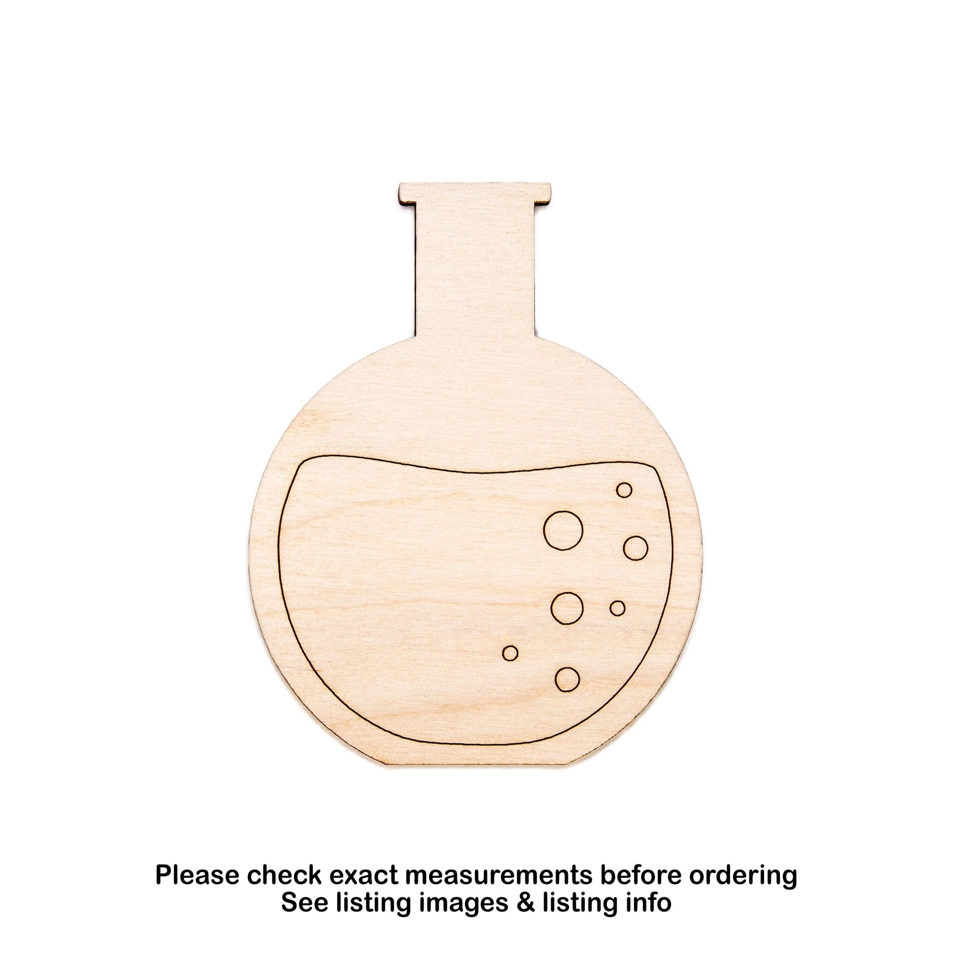 Boiling Flask Detailed Wood Cutout - Laser Cut Unfinished Craft Shape - Multiple Sizes