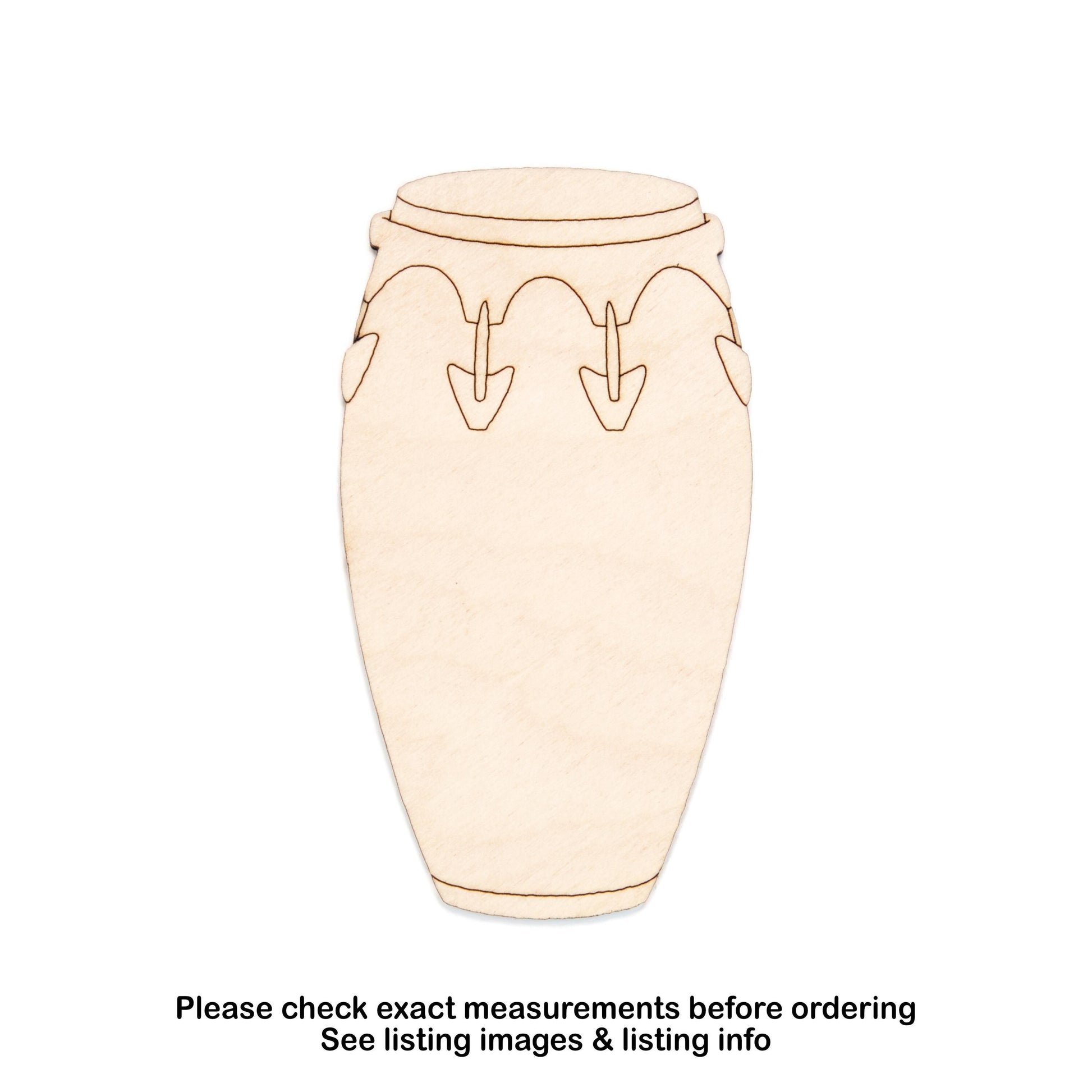 Conga Drum Wood Cutout - Laser Cut Unfinished Craft Shape - Multiple Sizes