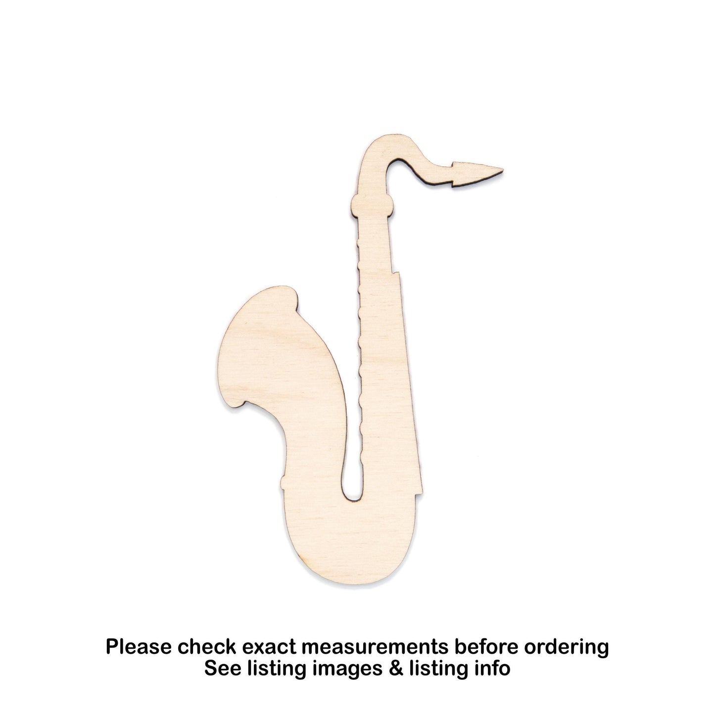 Saxophone Blank Wood Cutout - Laser Cut Unfinished Craft Shape - Multiple Sizes