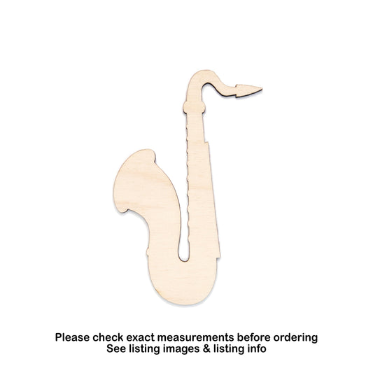 Saxophone Blank Wood Cutout - Laser Cut Unfinished Craft Shape - Multiple Sizes