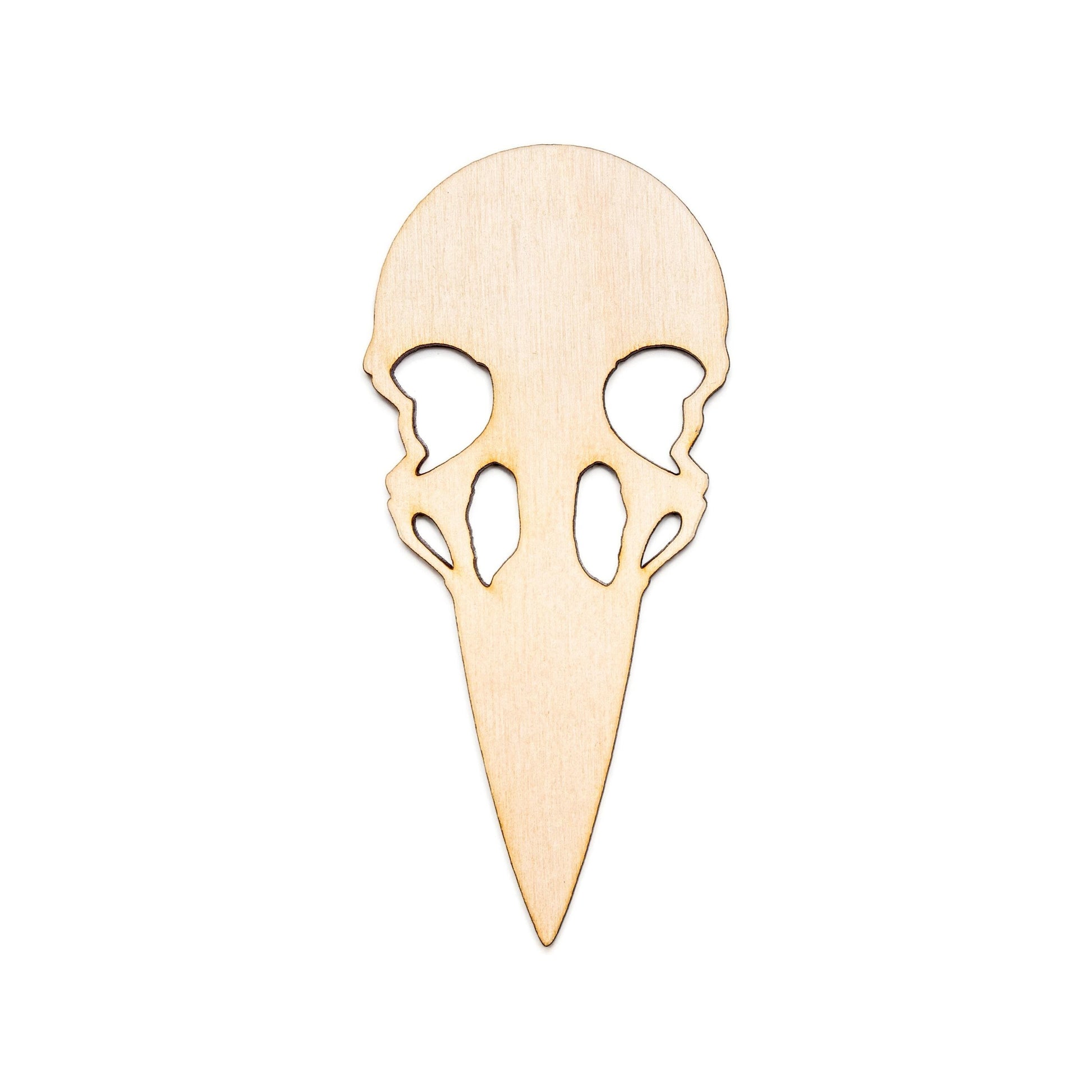 Crow Skull Wood Cutout - Laser Cut Unfinished Craft Shape - Multiple Sizes