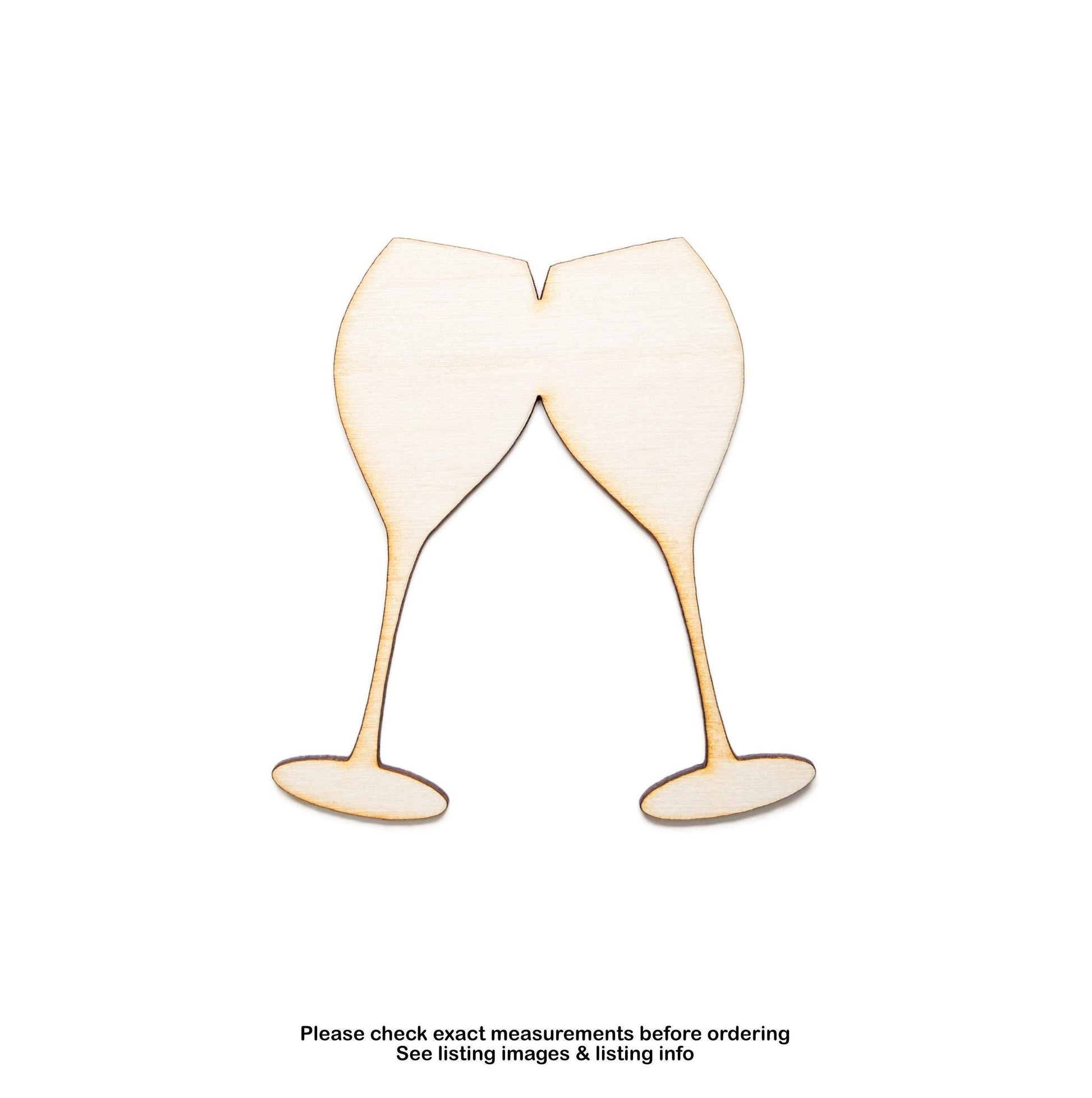 Wine Glass Toast Blank Wood Cutout - Laser Cut Unfinished Craft Shape - Multiple Sizes
