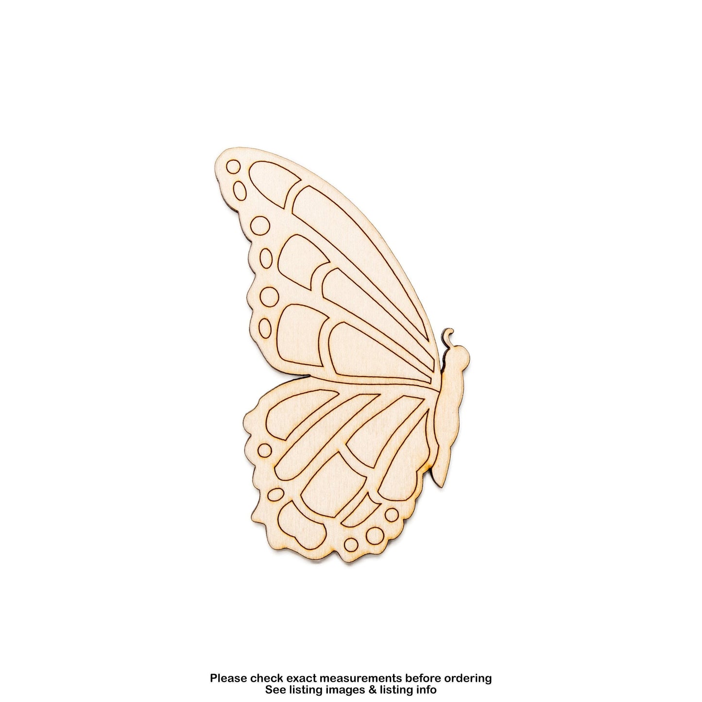 Butterfly Side Profile Wood Cutout - Laser Cut Unfinished Craft Shape - Multiple Sizes