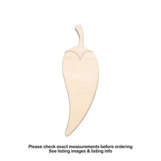 Chili Pepper Wood Cutout - Laser Cut Unfinished Craft Shape - Multiple Sizes