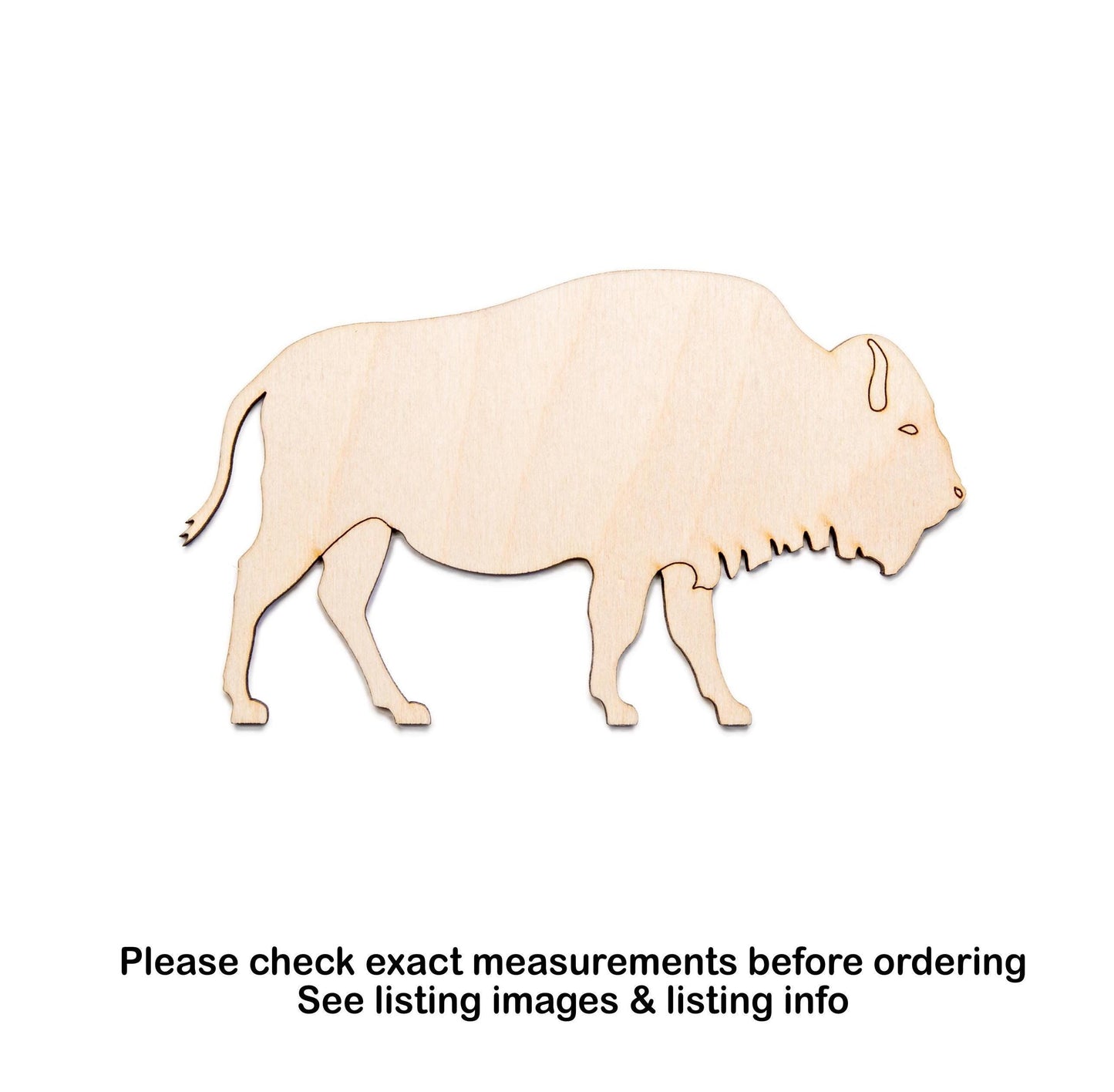 Bison Wood Cutout - Laser Cut Unfinished Craft Shape - Multiple Sizes