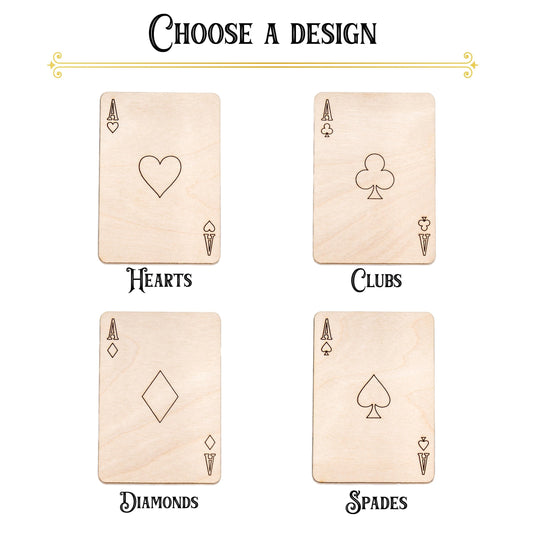 Ace Cards Detailed Wood Cutout - Laser Cut Unfinished Craft Shape - Multiple Sizes