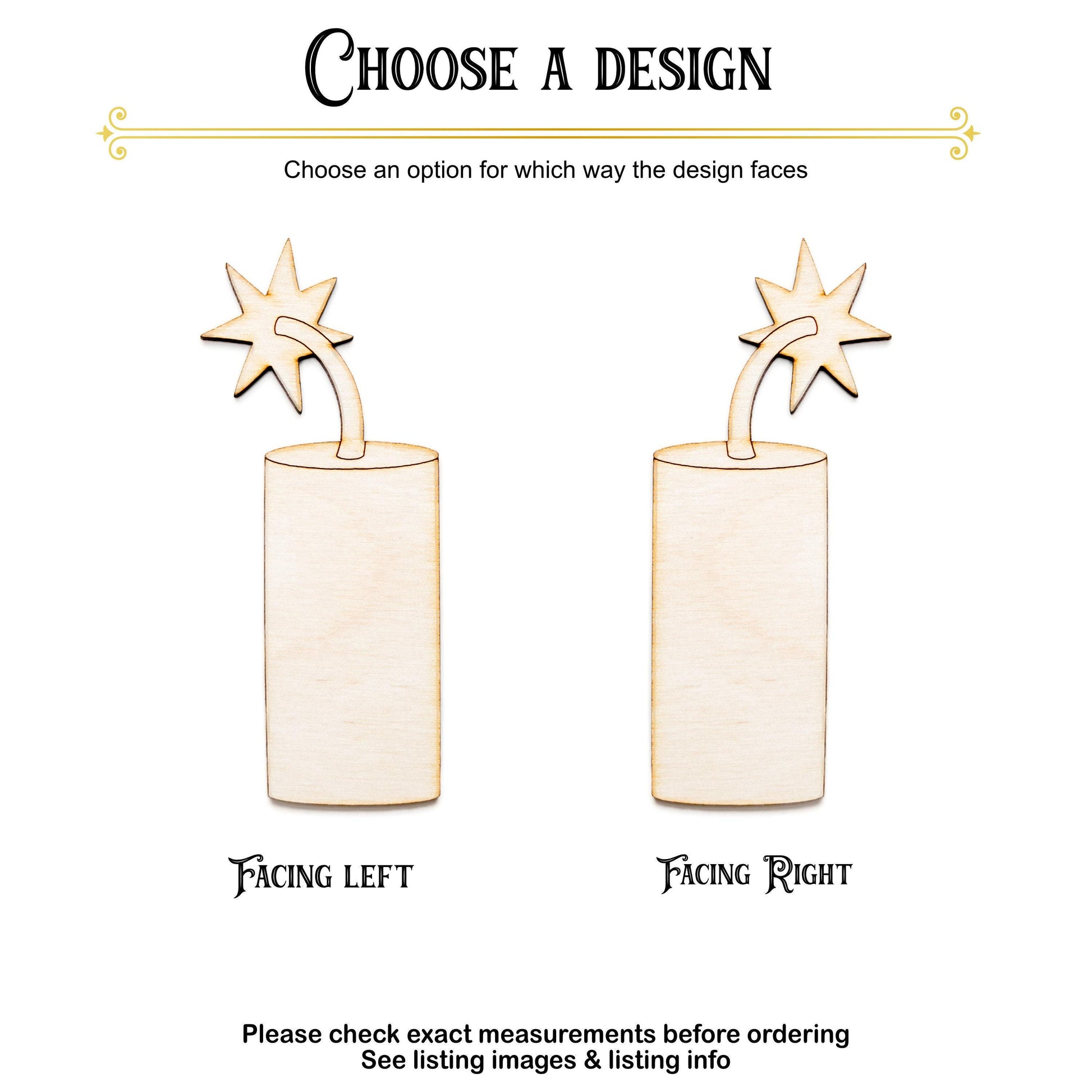 Firecracker Blank Wood Cutout - Laser Cut Unfinished Craft Shape - Multiple Sizes
