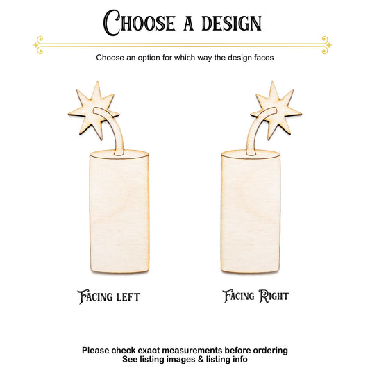 Firecracker Blank Wood Cutout - Laser Cut Unfinished Craft Shape - Multiple Sizes