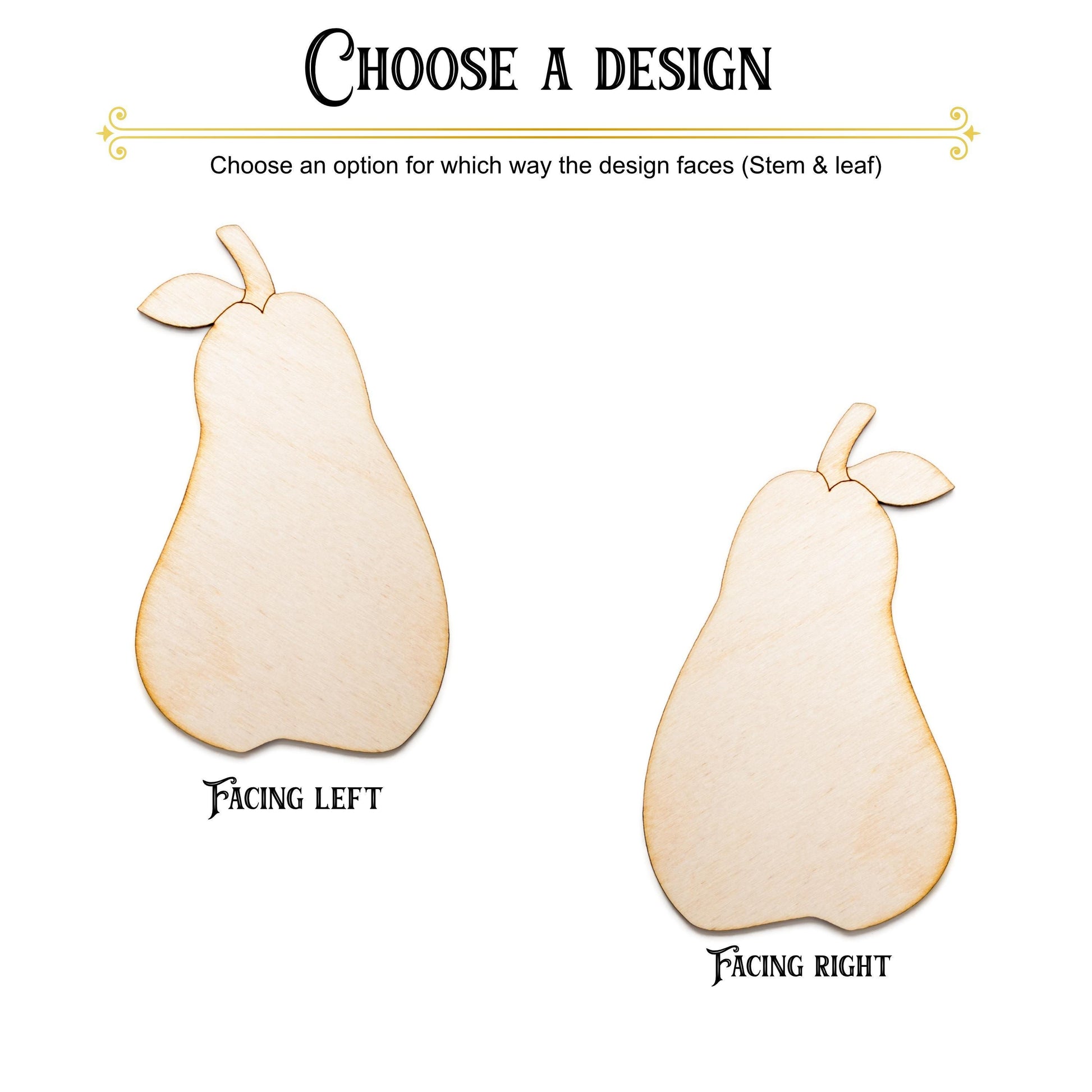Pear Wood Cutout - Laser Cut Unfinished Craft Shape - Multiple Sizes