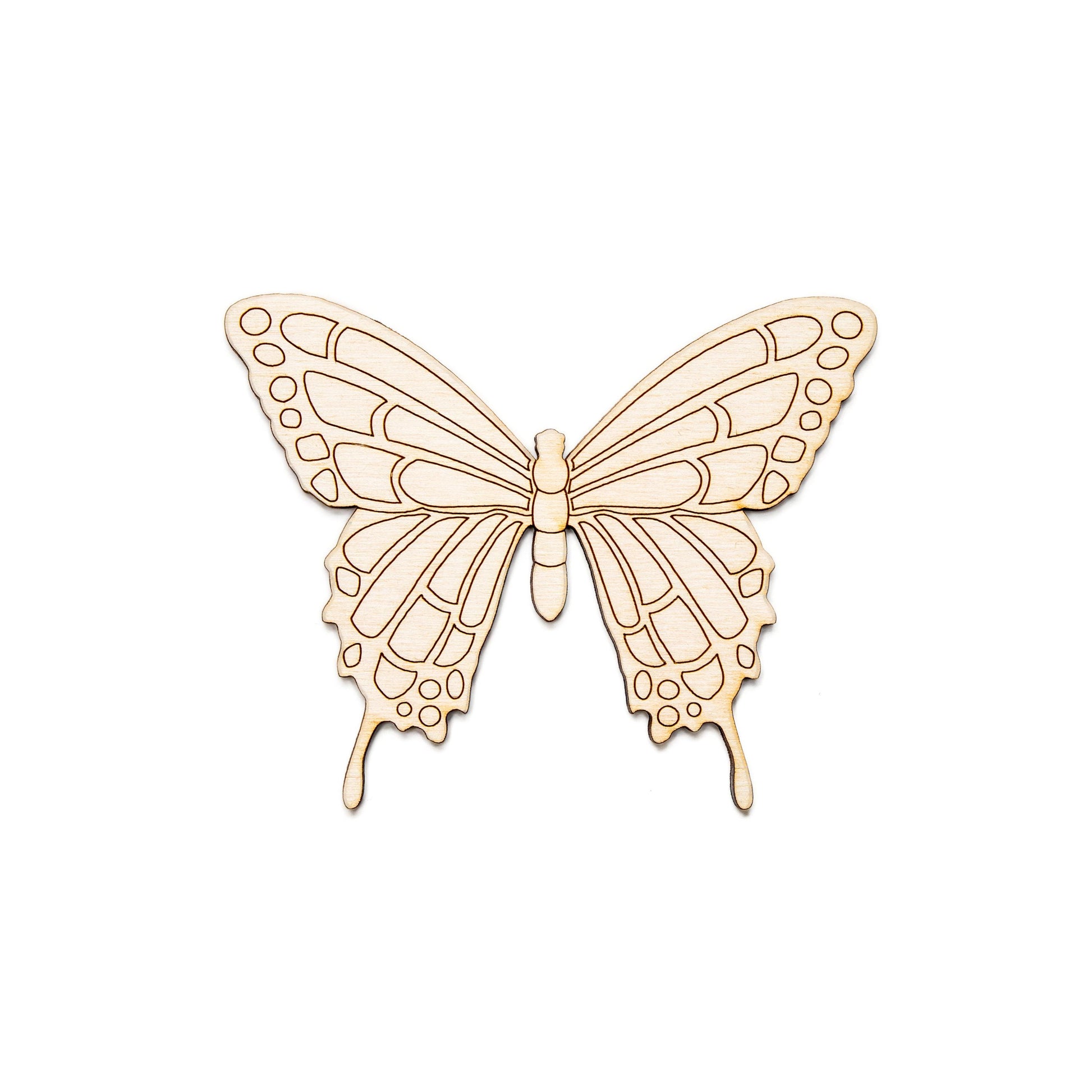 Tailed Butterfly Detailed Wood Cutout - Laser Cut Unfinished Craft Shape - Multiple Sizes