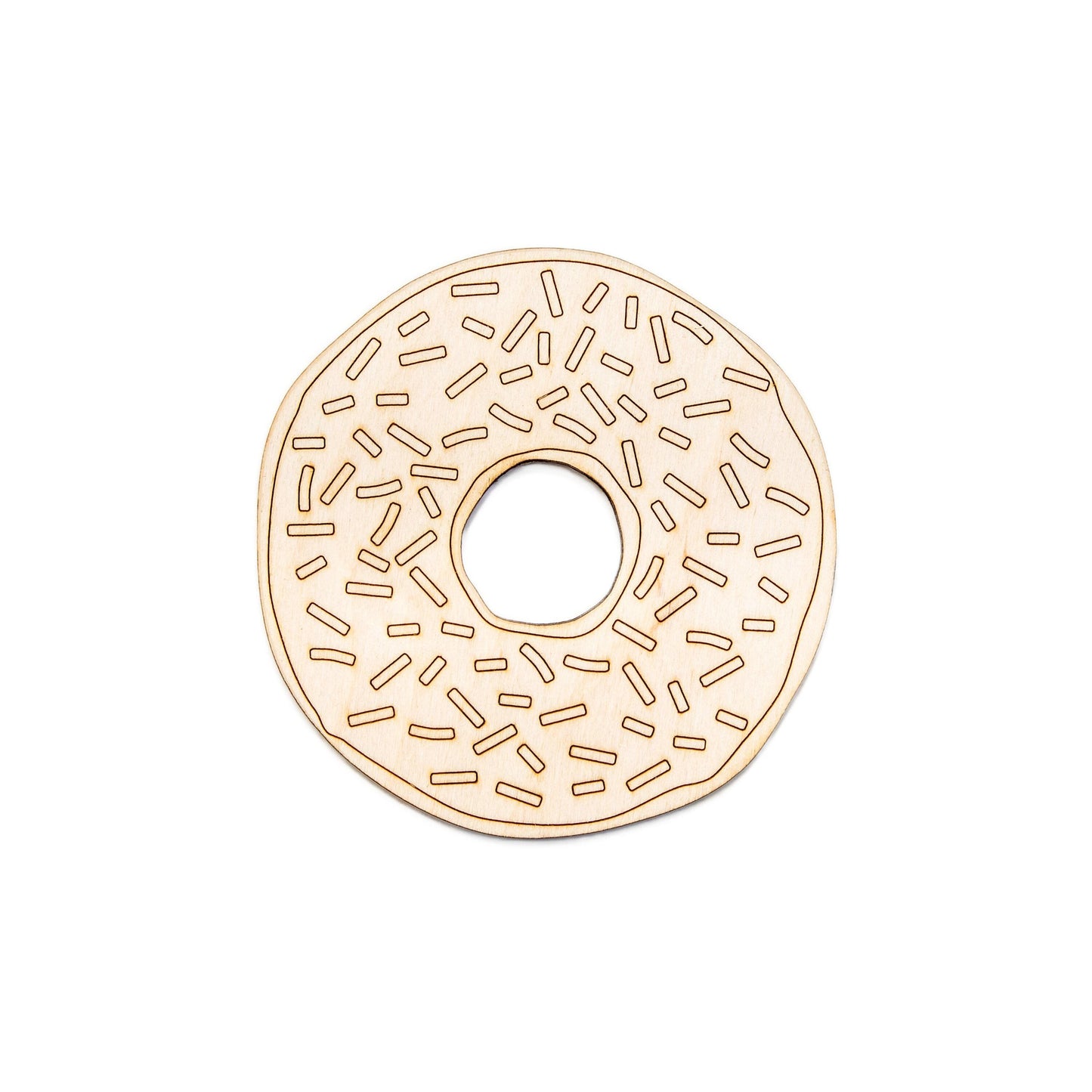 Sprinkle Donut Detailed Wood Cutout - Laser Cut Unfinished Craft Shape - Multiple Sizes