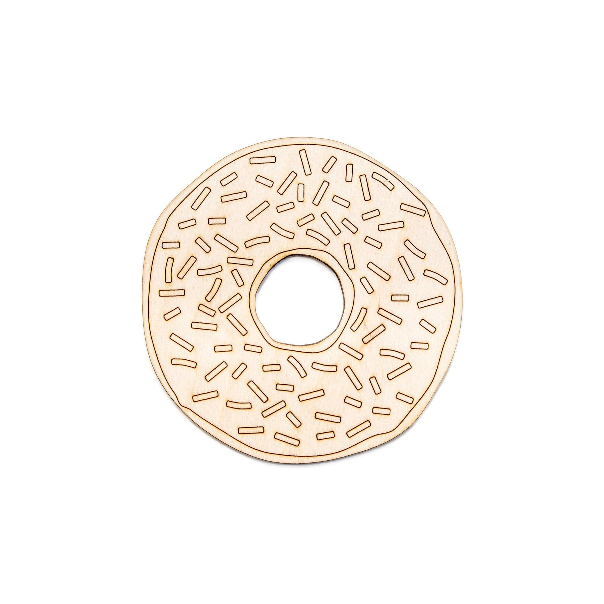 Sprinkle Donut Detailed Wood Cutout - Laser Cut Unfinished Craft Shape - Multiple Sizes