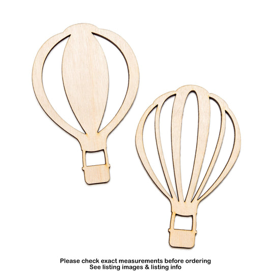 Air Balloon Detailed Wood Cutout - Laser Cut Unfinished Craft Shape - Multiple Sizes