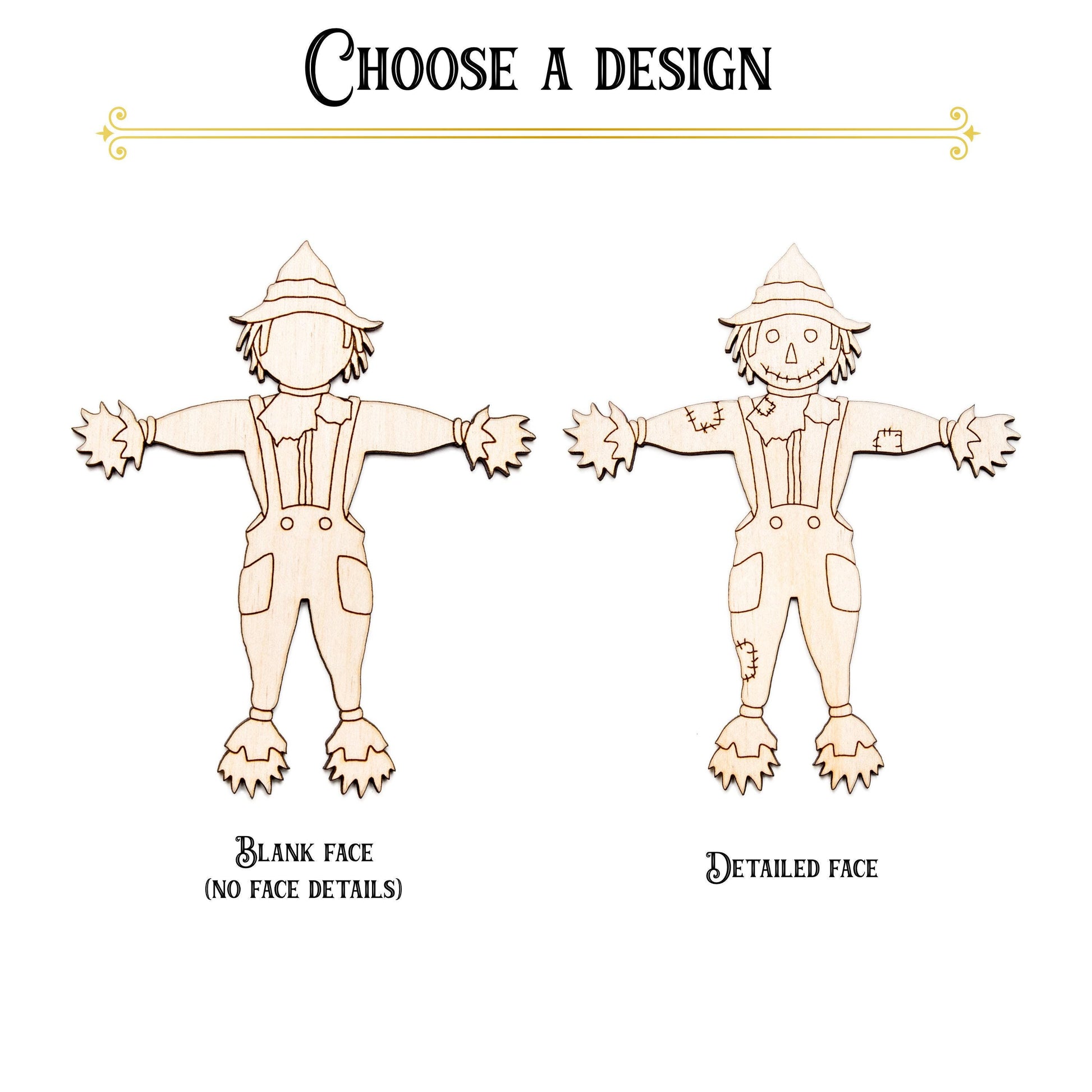 Scarecrow Detailed Wood Cutout - Laser Cut Unfinished Craft Shape - Multiple Sizes