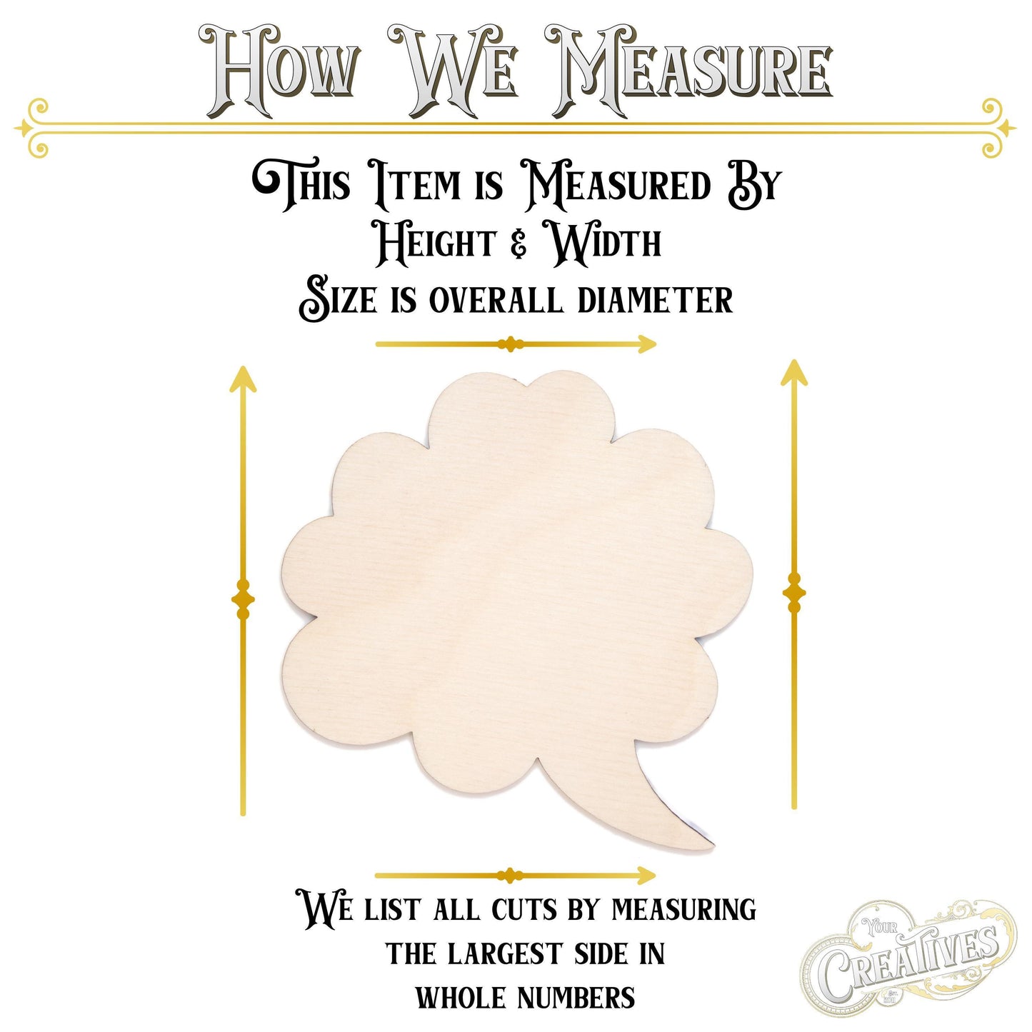 Cloud Speech Bubble Fat Blank Wood Cutout - Laser Cut Unfinished Craft Shape - Multiple Sizes