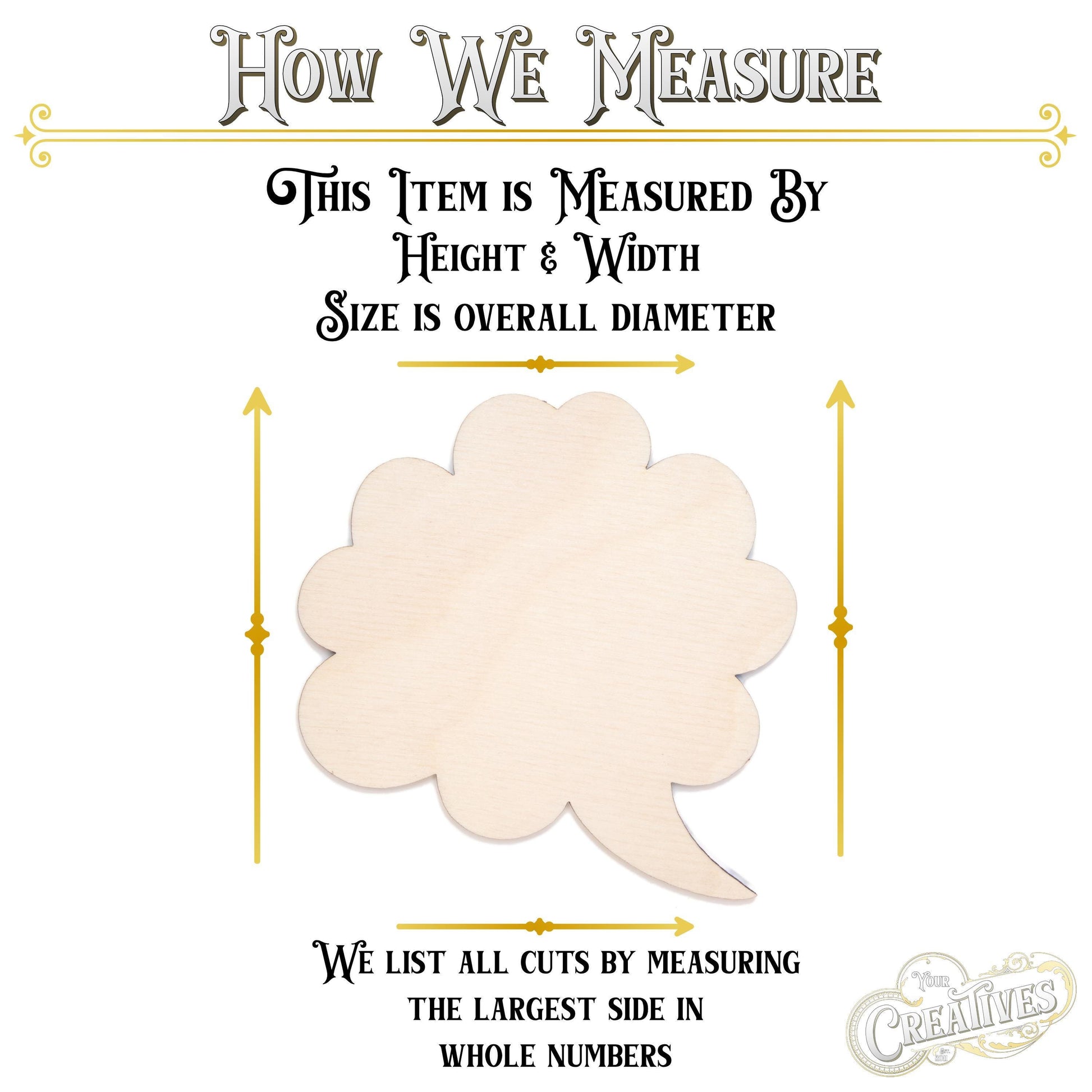 Cloud Speech Bubble Fat Blank Wood Cutout - Laser Cut Unfinished Craft Shape - Multiple Sizes
