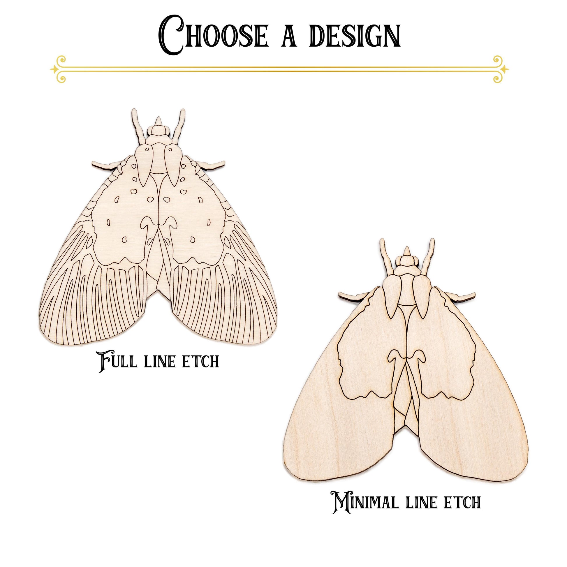Peridrome Moth Detailed Wood Cutout - Laser Cut Unfinished Craft Shape - Multiple Sizes