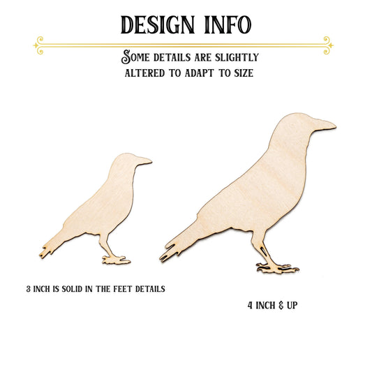 Crow Wood Cutout - Laser Cut Unfinished Craft Shape - Multiple Sizes