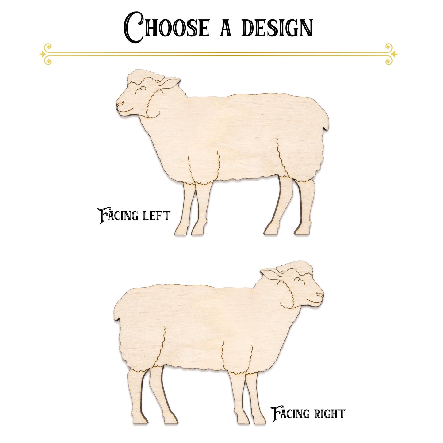 Standing Sheep Detailed Wood Cutout - Laser Cut Unfinished Craft Shape - Multiple Sizes