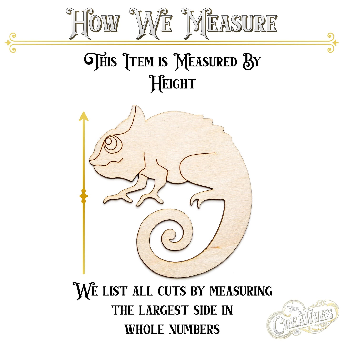 Chameleon Detailed Wood Cutout - Laser Cut Unfinished Craft Shape - Multiple Sizes