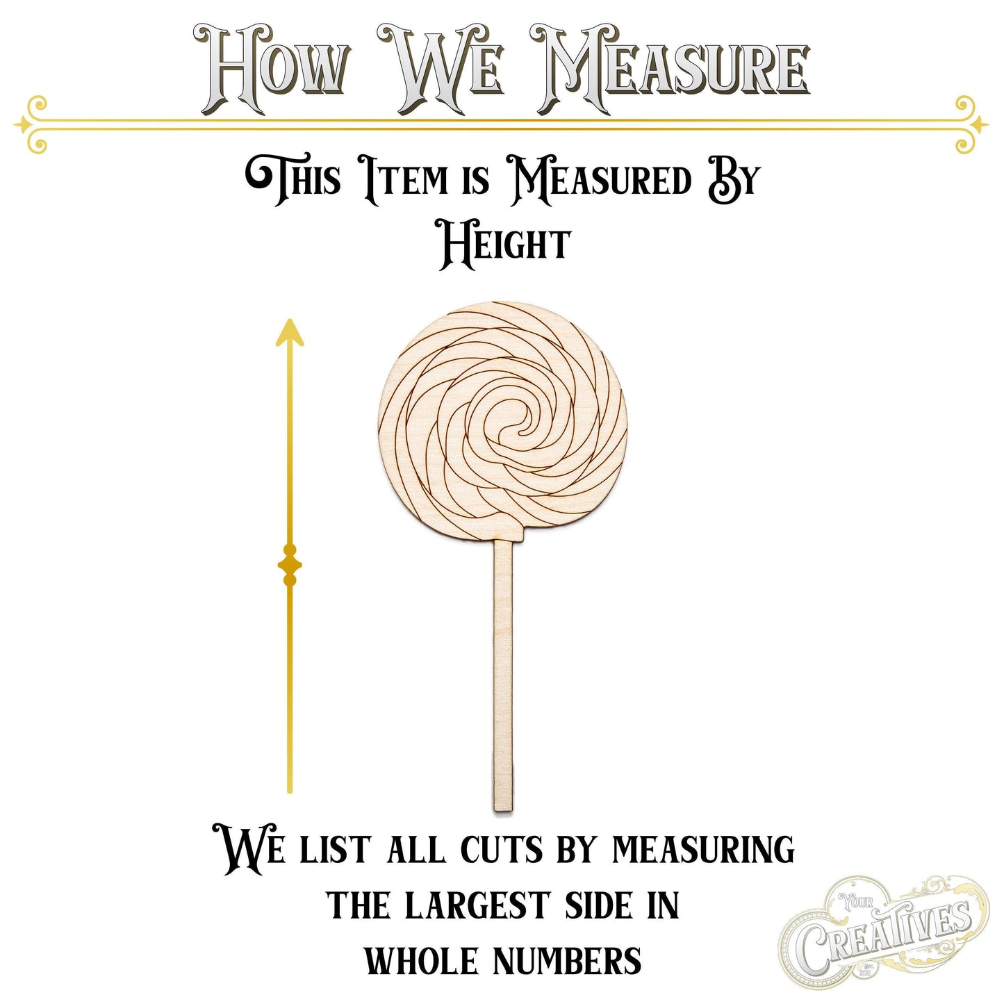 Lollipop Swirl Wood Cutout - Laser Cut Unfinished Craft Shape - Multiple Sizes