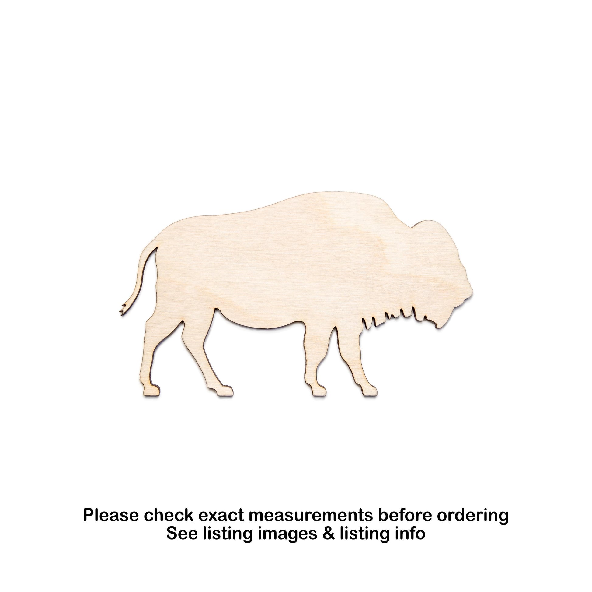 Bison Blank Wood Cutout - Laser Cut Unfinished Craft Shape - Multiple Sizes