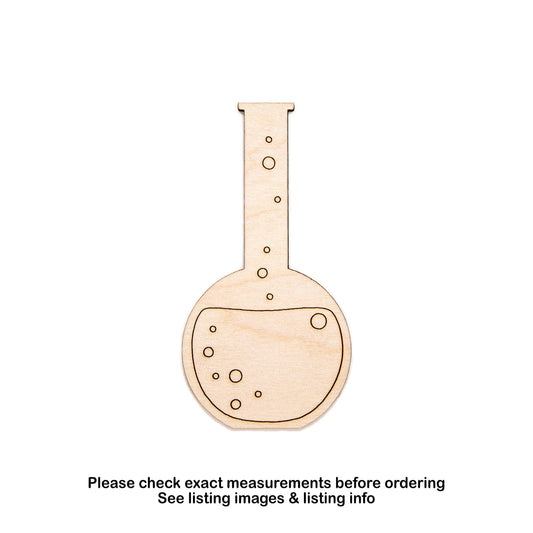 Volumetric Flask Chemistry Bottle Wood Cutout - Laser Cut Unfinished Craft Shape - Multiple Sizes