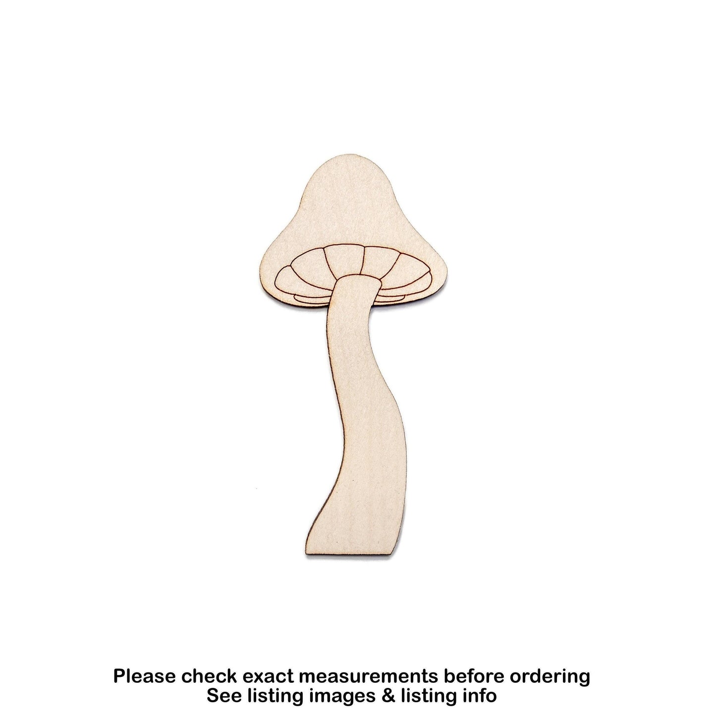 Tall Mushroom Detailed Wood Cutout - Laser Cut Unfinished Craft Shape - Multiple Sizes