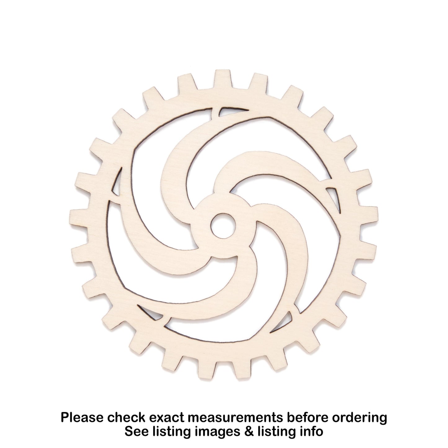 Spiral Gear Wood Cutout - Laser Cut Unfinished Craft Shape - Multiple Sizes