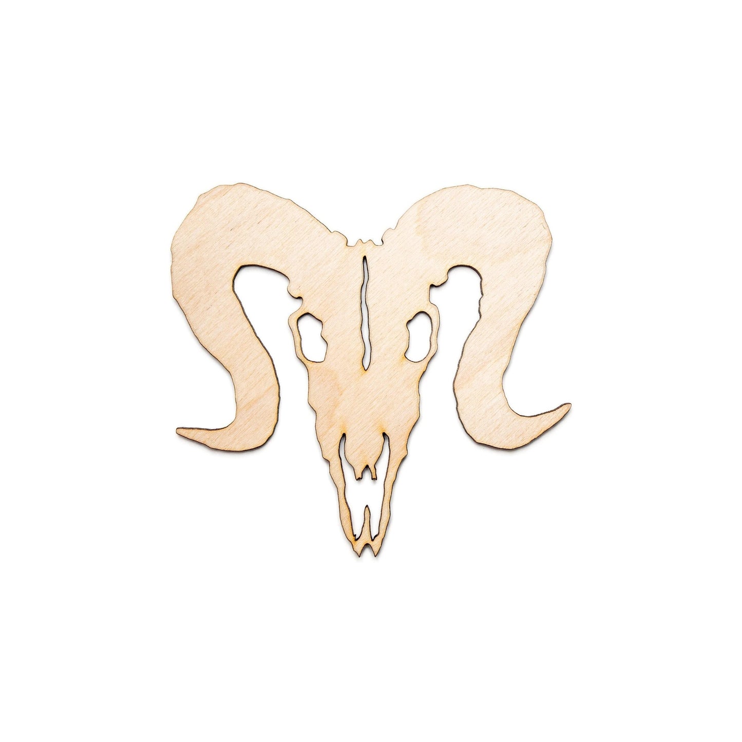 Ram Skull Wood Cutout - Laser Cut Unfinished Craft Shape - Multiple Sizes