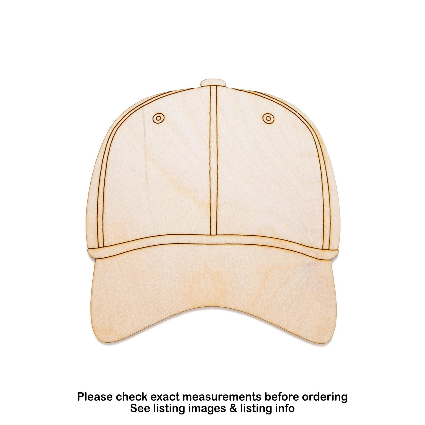 Baseball Cap Wood Cutout - Laser Cut Unfinished Craft Shape - Multiple Sizes