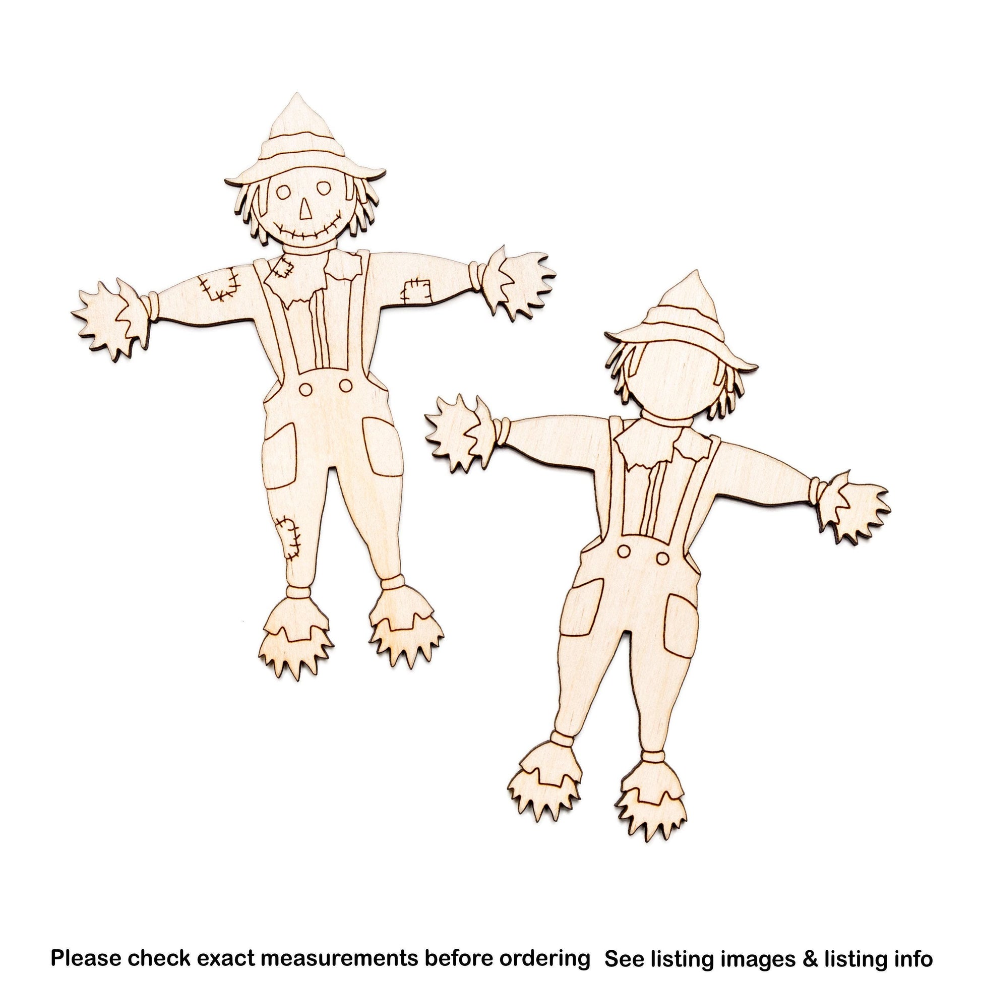 Scarecrow Detailed Wood Cutout - Laser Cut Unfinished Craft Shape - Multiple Sizes