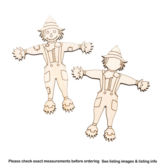 Scarecrow Detailed Wood Cutout - Laser Cut Unfinished Craft Shape - Multiple Sizes