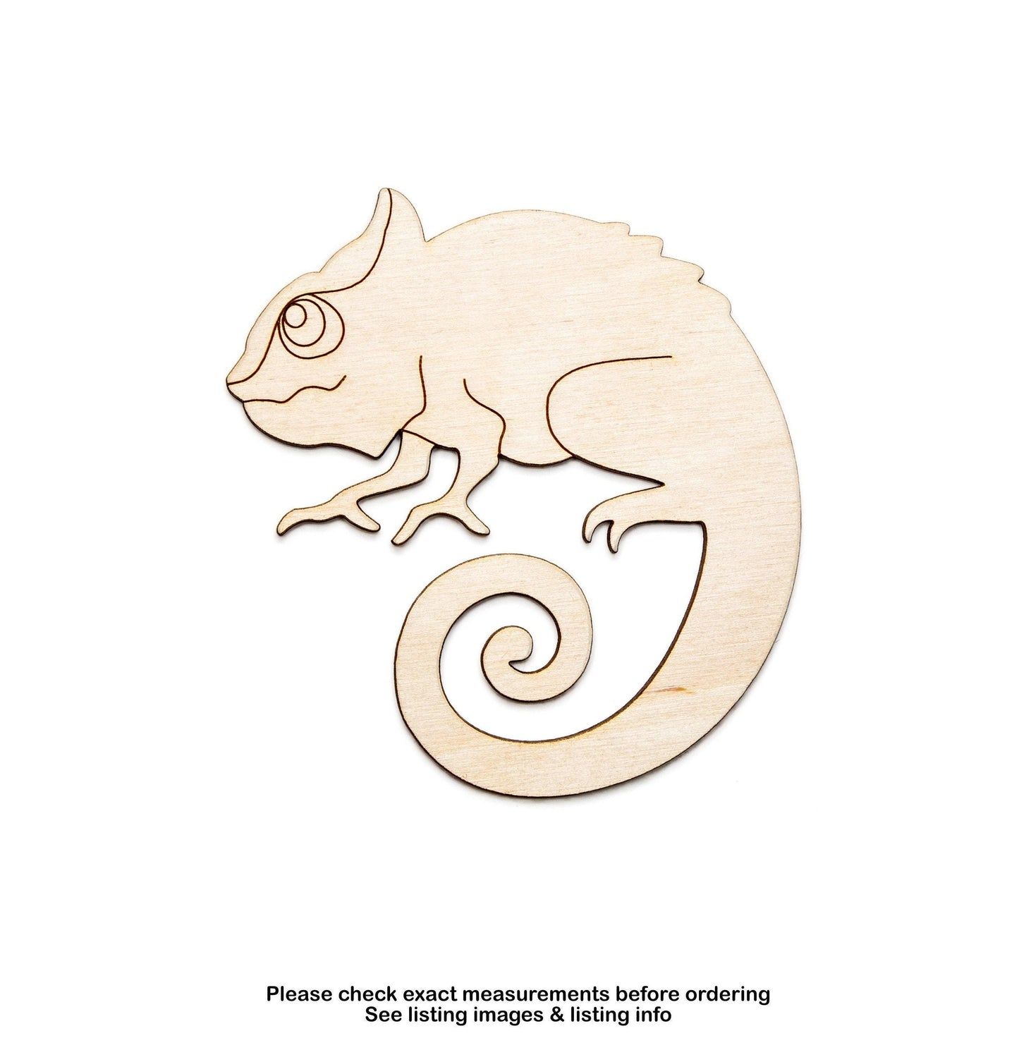 Chameleon Detailed Wood Cutout - Laser Cut Unfinished Craft Shape - Multiple Sizes