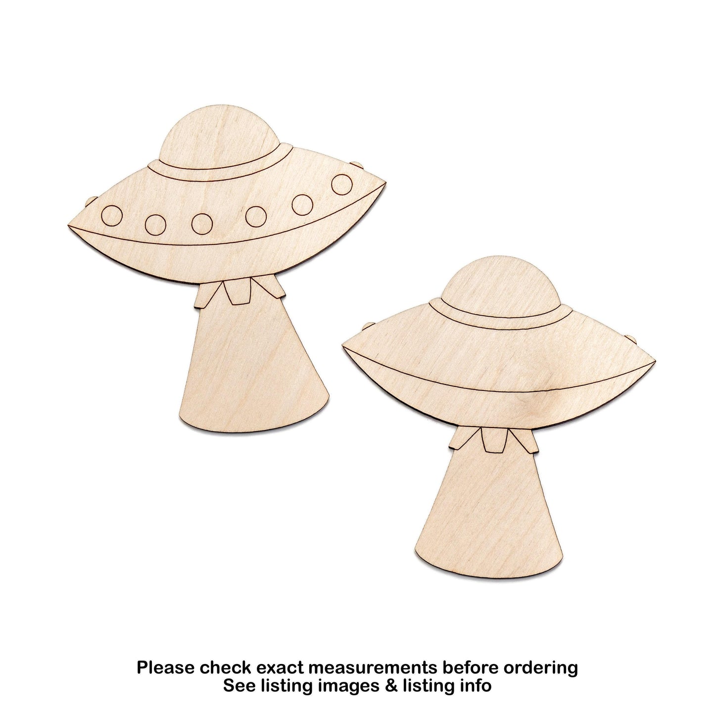 UFO Space Ship With Beam Wood Cutout - Laser Cut Unfinished Craft Shape - Multiple Sizes
