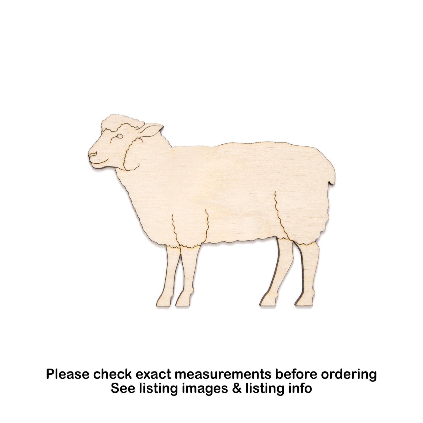Standing Sheep Detailed Wood Cutout - Laser Cut Unfinished Craft Shape - Multiple Sizes