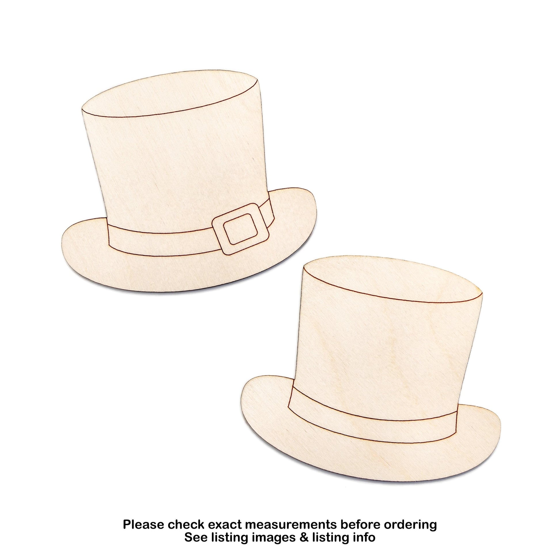 Top Hat Detailed Wood Cutout - Laser Cut Unfinished Craft Shape - Multiple Sizes