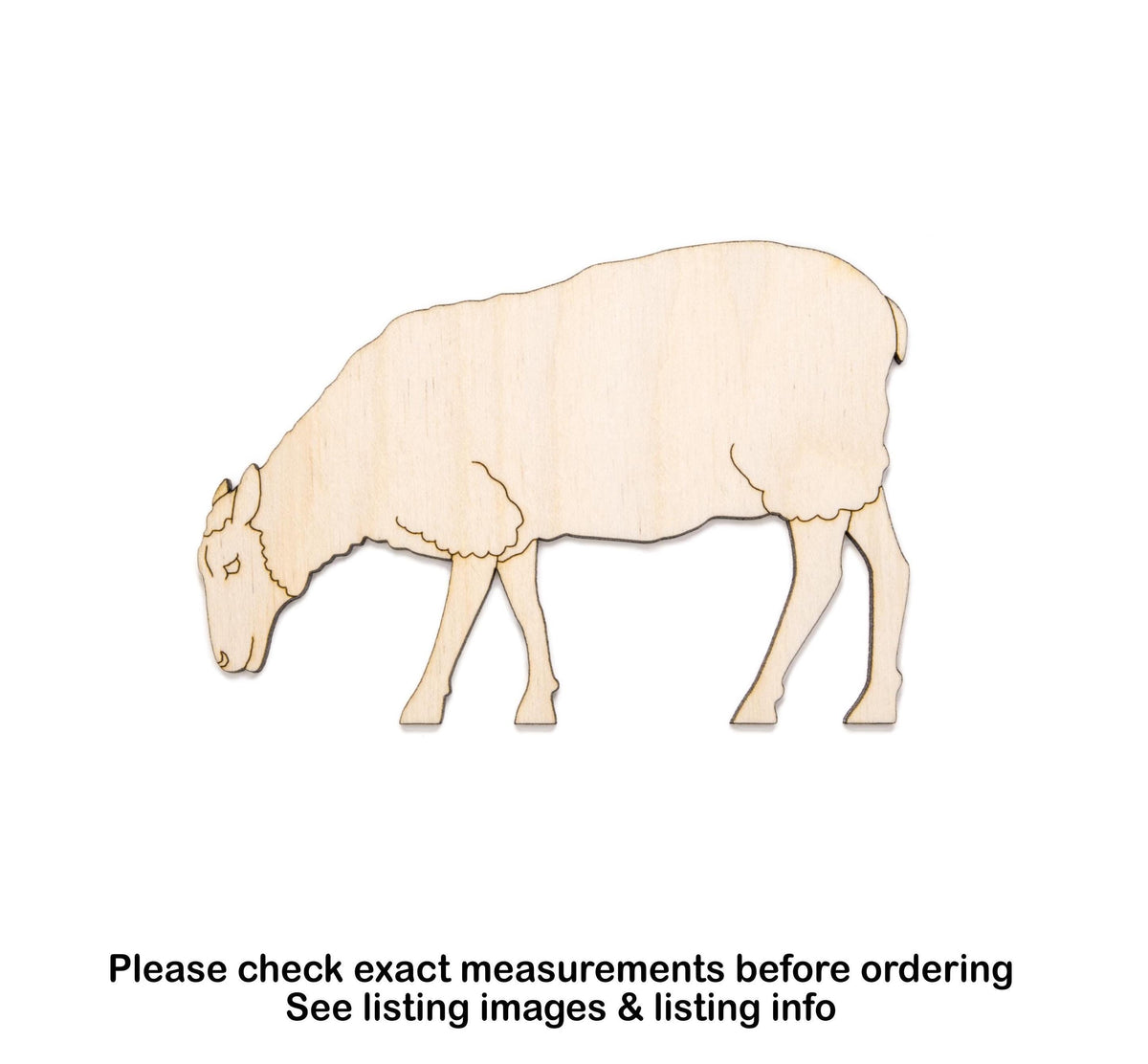 Sheep Grazing Detailed Wood Cutout - Laser Cut Unfinished Craft Shape - Multiple Sizes