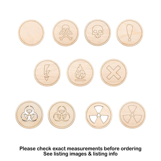 Hazard Signs Circular Detailed Wood Cutout - Laser Cut Unfinished Craft Shape - Multiple Sizes