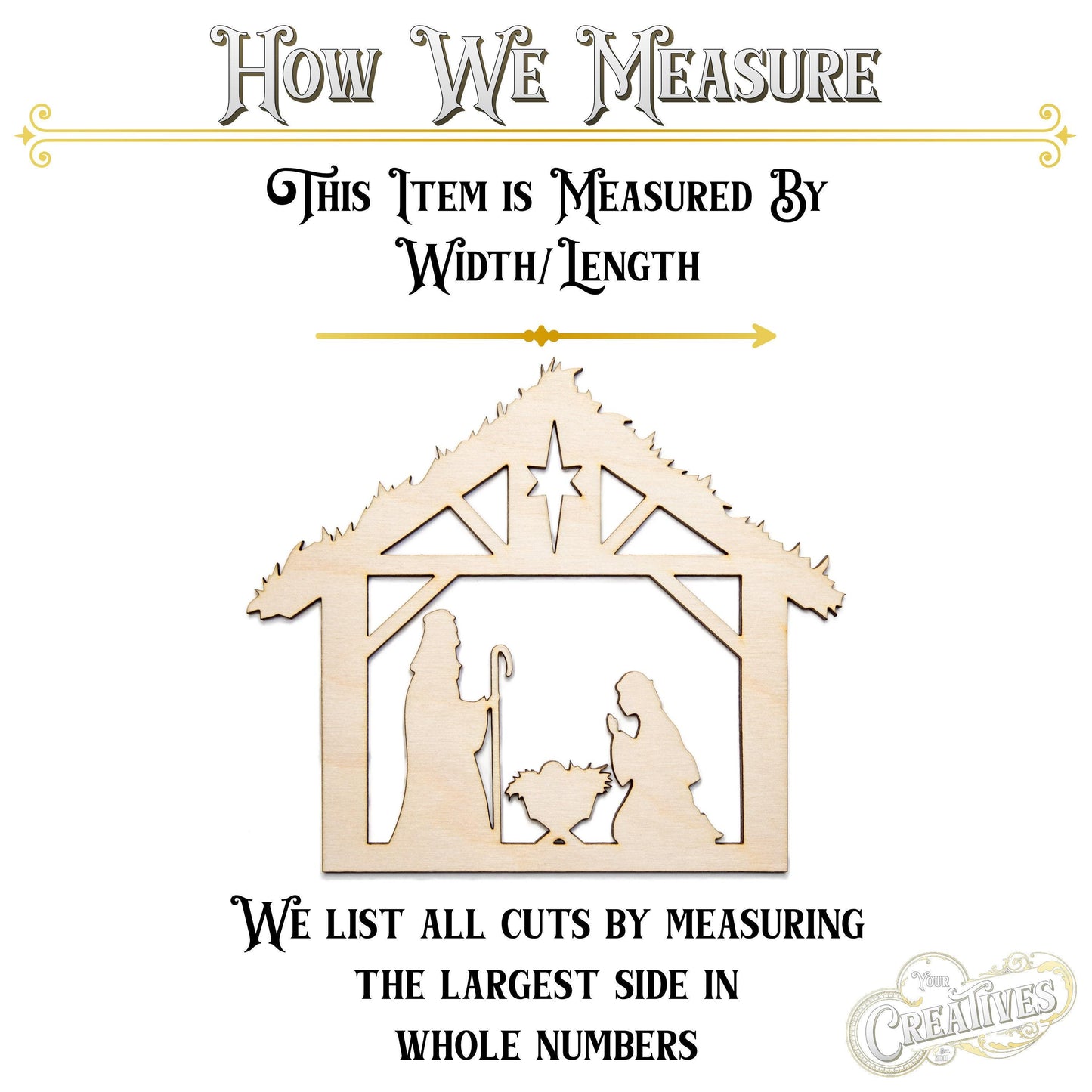 Nativity Scene Wood Cutout - Laser Cut Unfinished Craft Shape - Multiple Sizes